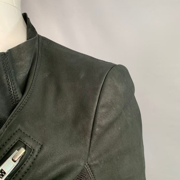 RICK OWENS Size 8 Black Lambskin Leather Biker Jacket - Picture 8 of 14